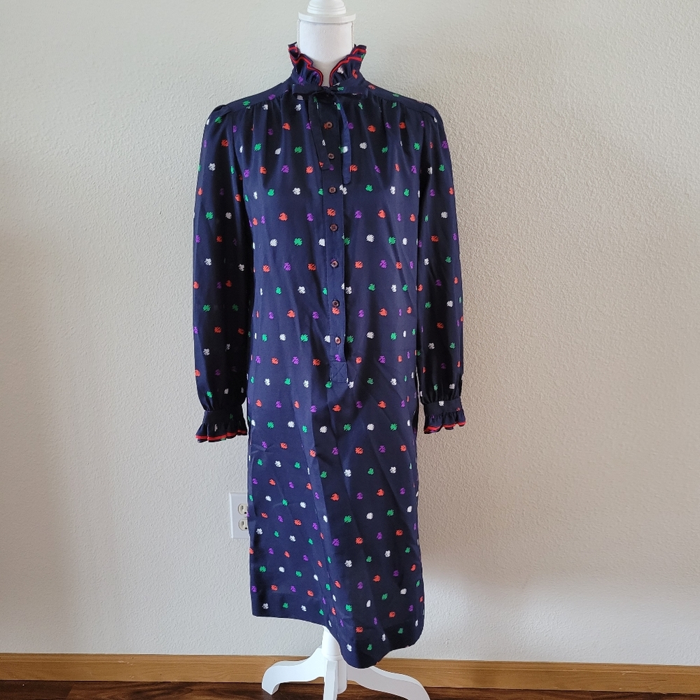 Schrader Sport Petites Vintage High Neck Long Sleeve Sheath Dress